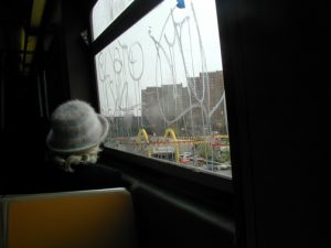 Coney Island through a dirty train window - copyright Romy Ashby