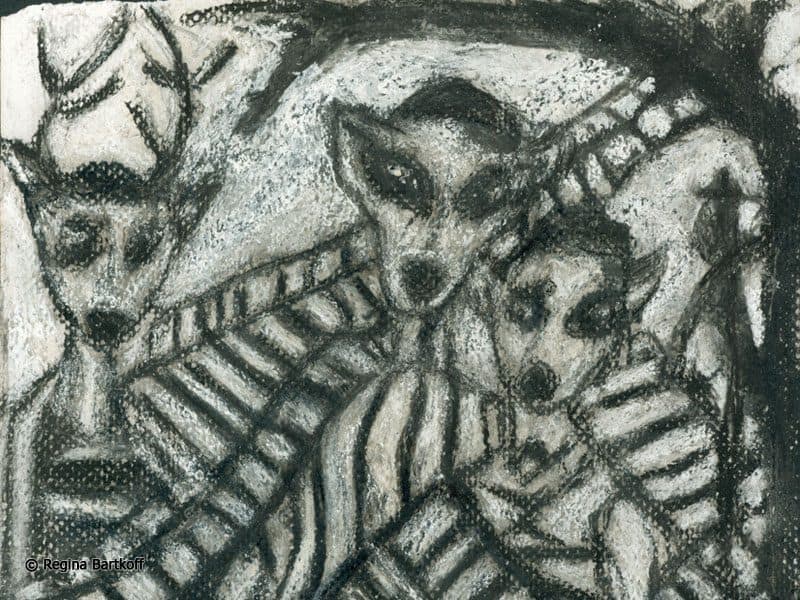 Drawing with deer by Regina Bartkoff