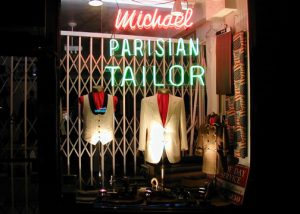 Display window of Michael Parisian Tailor - copyright Romy Ashby
